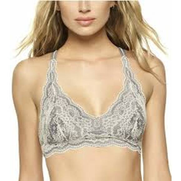 Felina signature stretch lace bralette gray and white racerback size medium - Picture 1 of 6